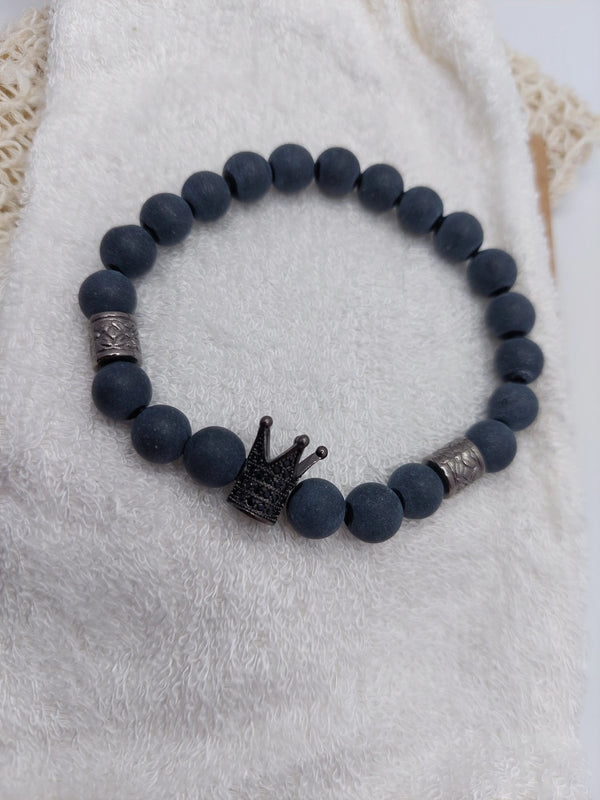 Crystal Crown / Black Agate - Gemstone Bracelet - Saboena