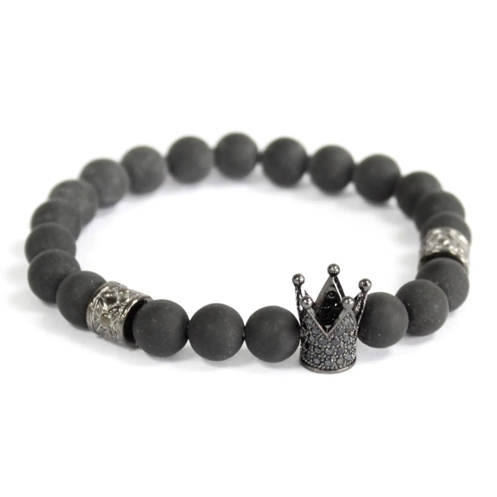 Crystal Crown / Black Agate - Gemstone Bracelet - Saboena