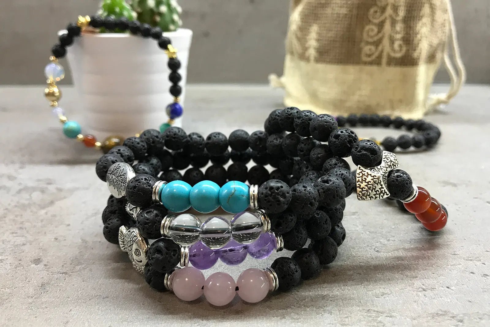 Lava stone bracelets made from natural stone - Saboena